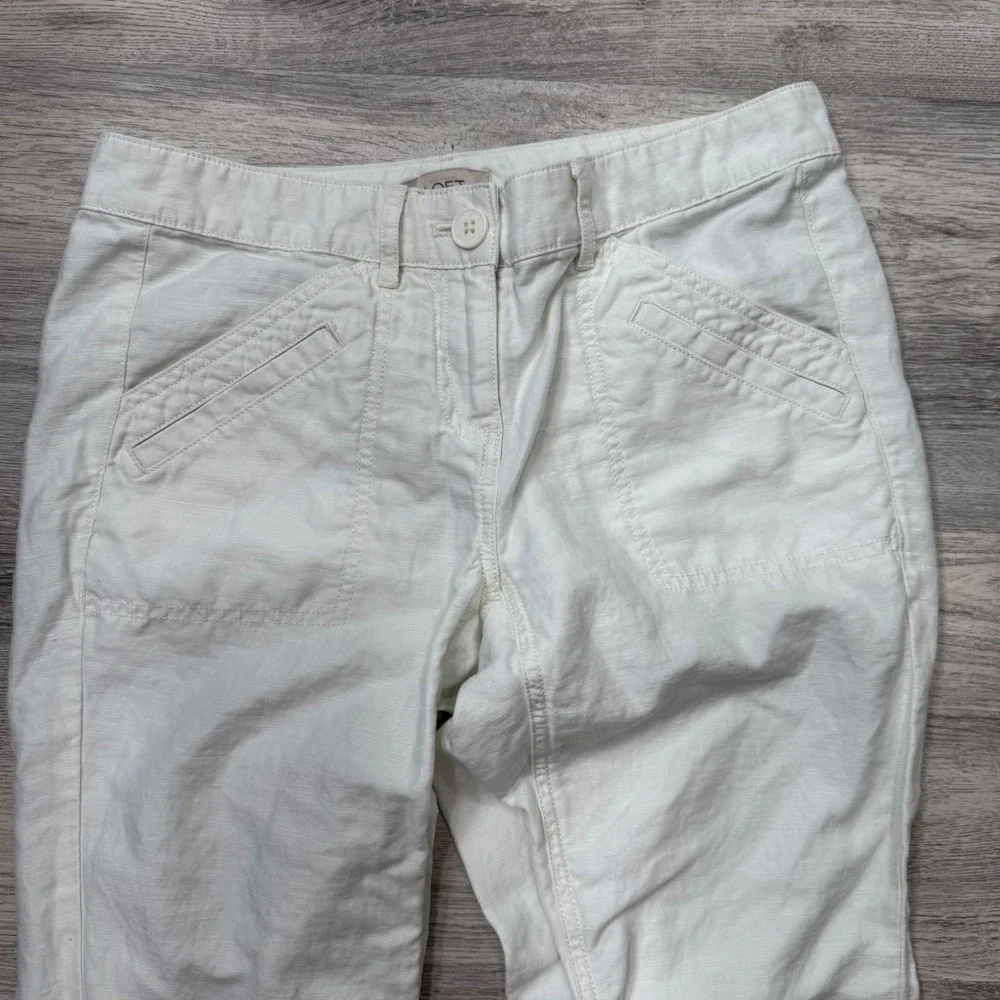LOFT Womens White Cargo Utility‎ Pants Size 0 Linen Blend Casual Chic - Picture 4 of 10